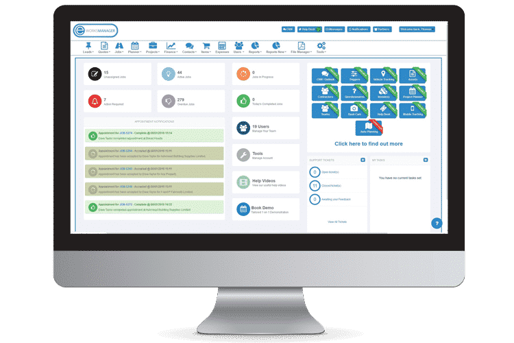 Job Card Software - Main Dashboard